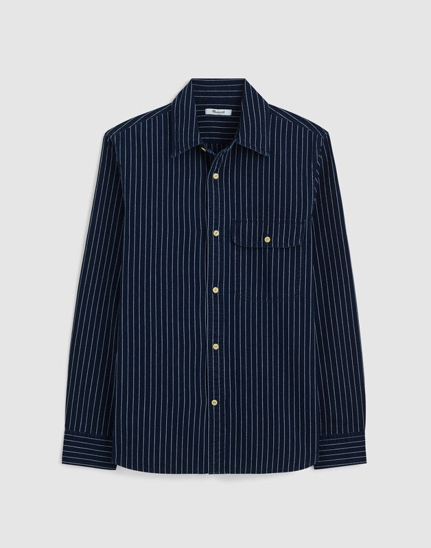 Indigo-Dyed Stripe Work Shirt INDIGO STRIPE