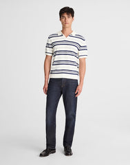 Striped Johnny-Collar Sweater Polo VINTAGE IVORY