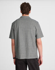 Textured Stripe Camp-Collar Shirt NAVY