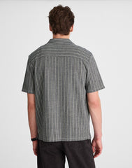 Textured Stripe Camp-Collar Shirt NAVY