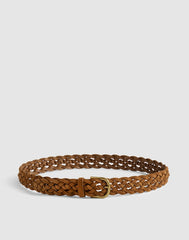 Woven Suede Belt AGED COGNAC