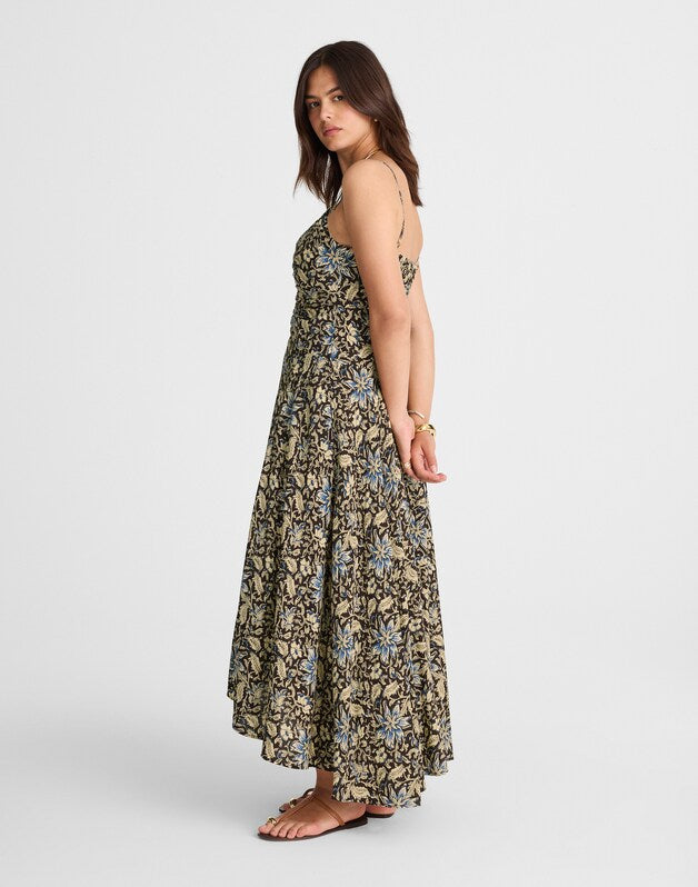 Ruched High-Low Slip Dress DARK CAROB