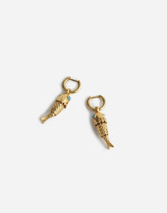 Fish Charm Huggie Hoop Earrings ANTIQUE GOLD