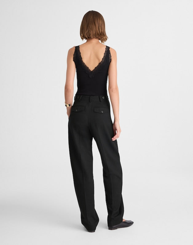 High-Rise Barrel-Leg Pants TRUE BLACK