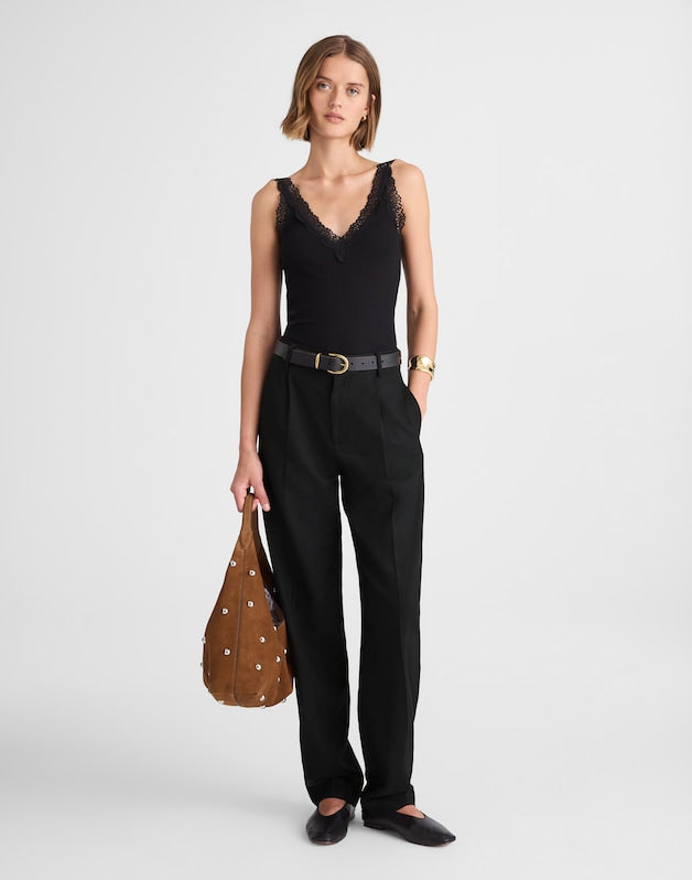 High-Rise Barrel-Leg Pants TRUE BLACK