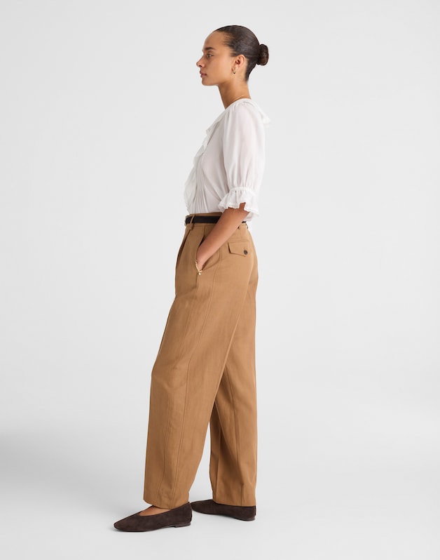 High-Rise Barrel-Leg Pants FADED BIRCH