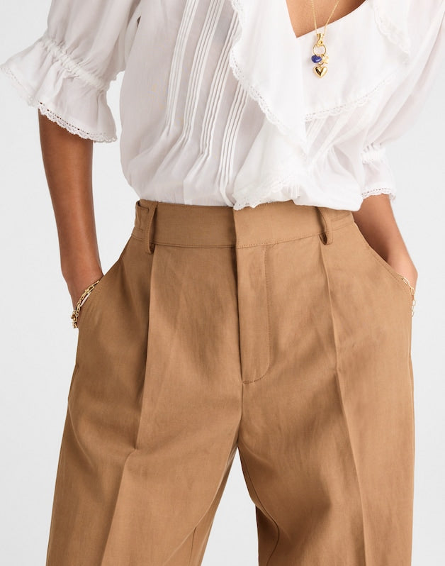 High-Rise Barrel-Leg Pants FADED BIRCH