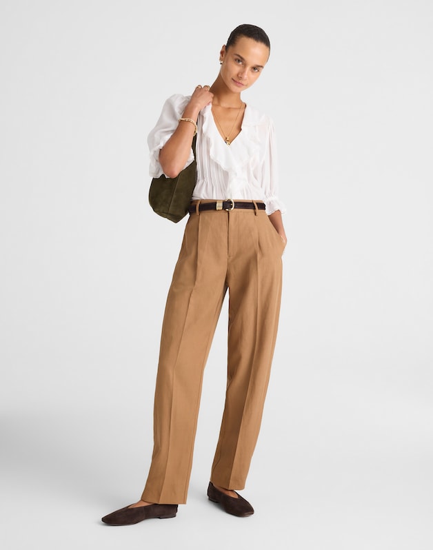 High-Rise Barrel-Leg Pants FADED BIRCH