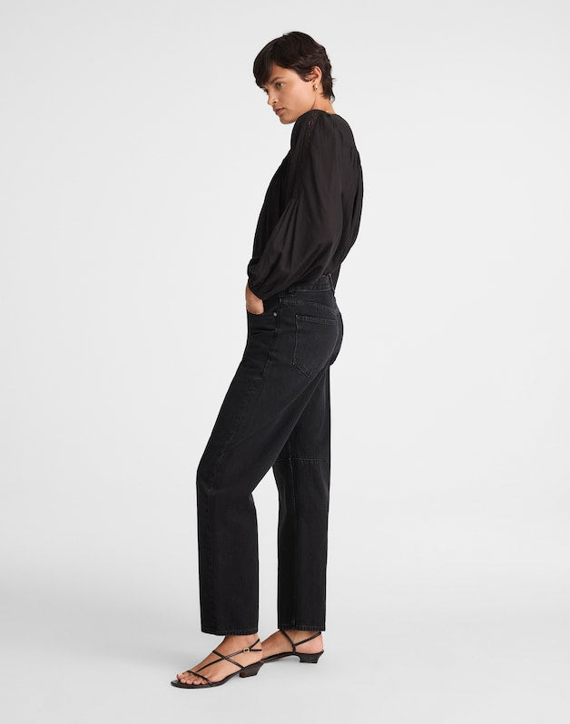 The Tall Darted Barrel-Leg Jean WASHED BLACK