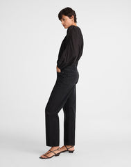 The Petite Darted Barrel-Leg Jean WASHED BLACK