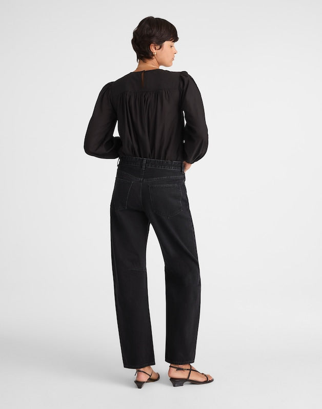 The Tall Darted Barrel-Leg Jean WASHED BLACK