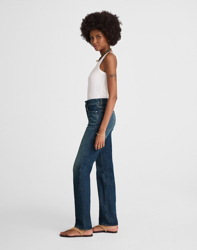 The Petite Longline Straight Jean in Greendale Wash GREENDALE WASH