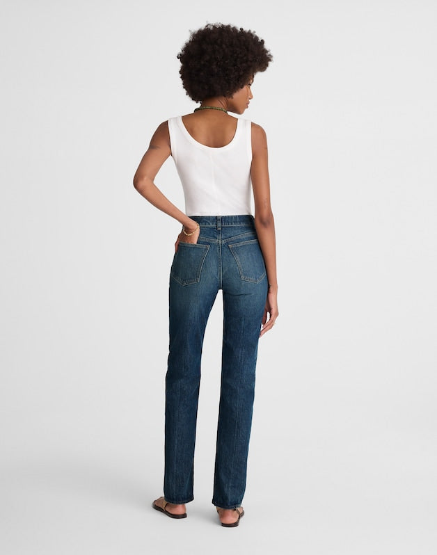 The Petite Longline Straight Jean in Greendale Wash GREENDALE WASH