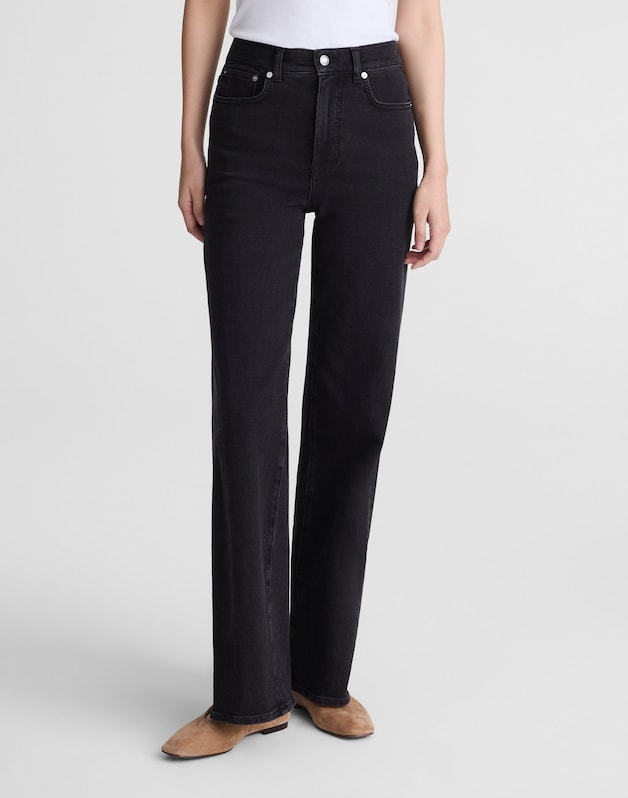 The Petite Wide-Leg Jean in Super Stretch Denim BLACK FROST