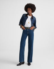 The Petite Wide-Leg Jean in Super Stretch Denim PATTSON WASH