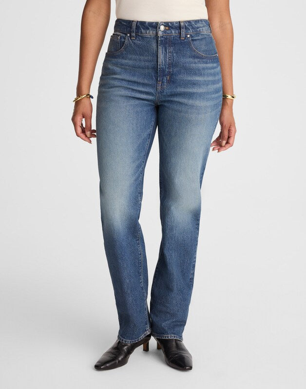 The Curvy Longline Straight Jean in Greendale Wash GREENDALE WASH