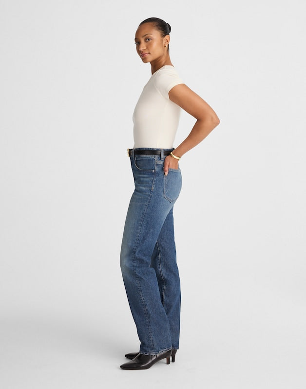 The Curvy Longline Straight Jean in Greendale Wash GREENDALE WASH