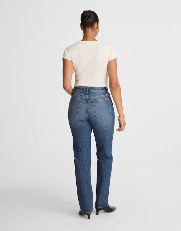 The Curvy Longline Straight Jean in Greendale Wash GREENDALE WASH