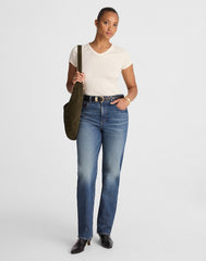 The Curvy Longline Straight Jean in Greendale Wash GREENDALE WASH
