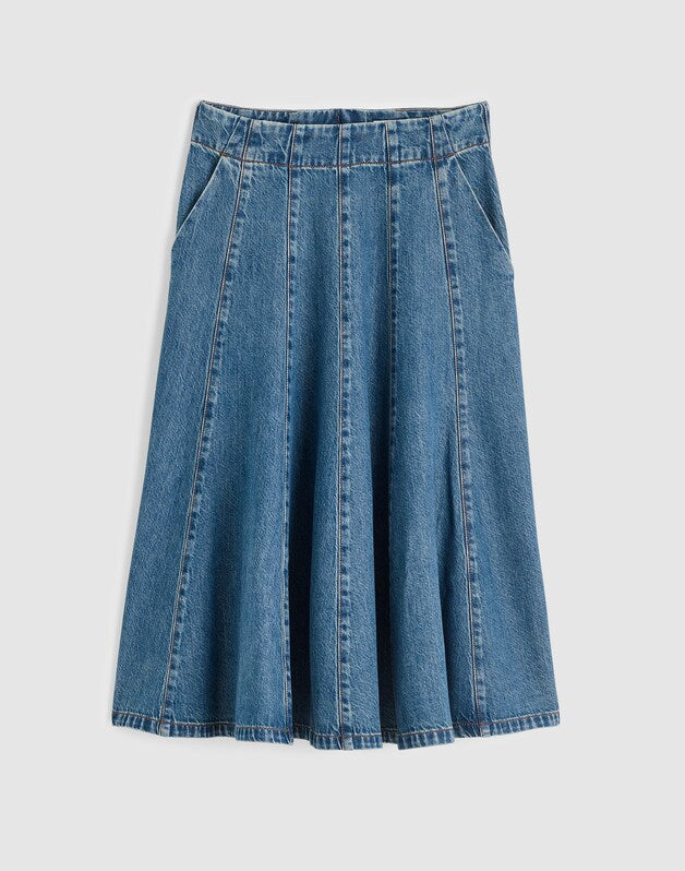 Flared Denim Midi Skirt: Airy Denim Edition MOSBY WASH
