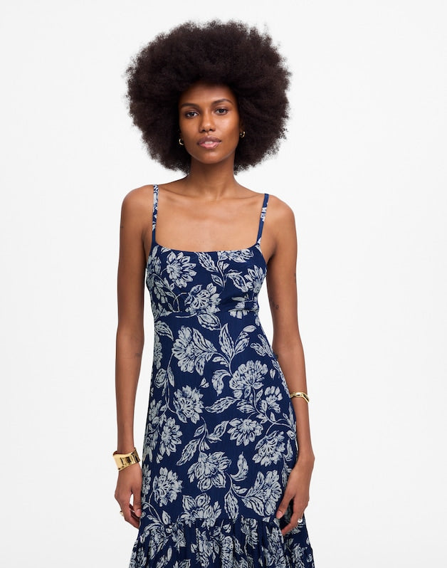 Textured Maxi Slip Dress in Floral SAYLOR FLORAL NAVY LARGE