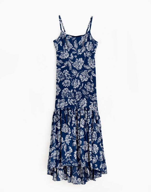 Textured Maxi Slip Dress in Floral SAYLOR FLORAL NAVY LARGE