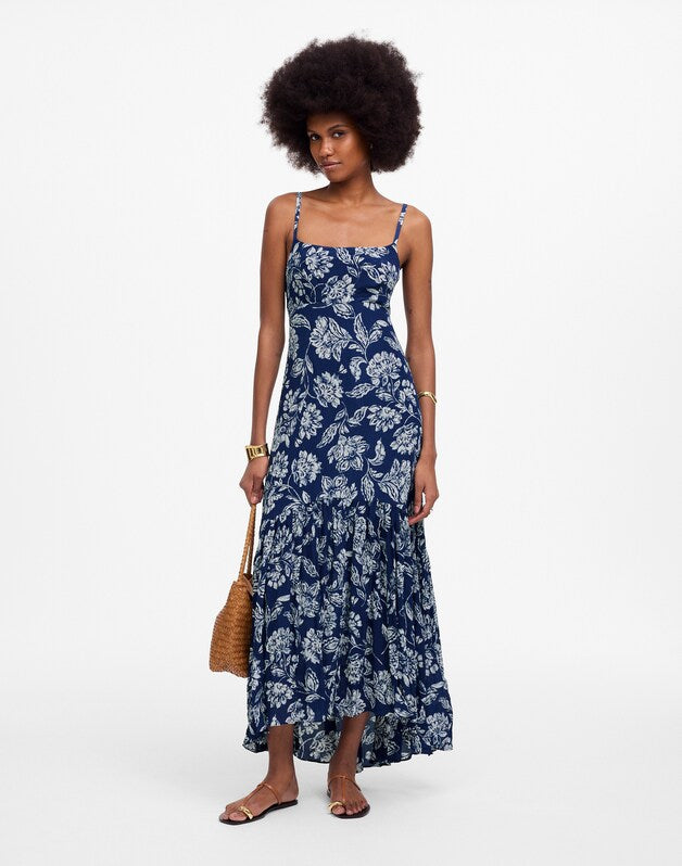 Textured Maxi Slip Dress in Floral SAYLOR FLORAL NAVY LARGE