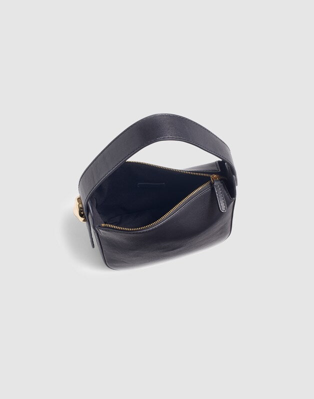 The Sculpted Metal Wristlet Bag TRUE BLACK