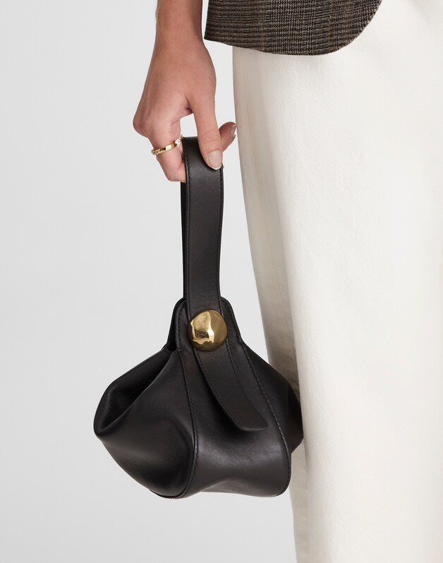 The Sculpted Metal Wristlet Bag TRUE BLACK