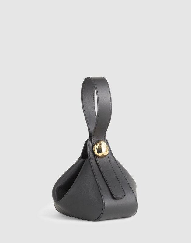 The Sculpted Metal Wristlet Bag TRUE BLACK