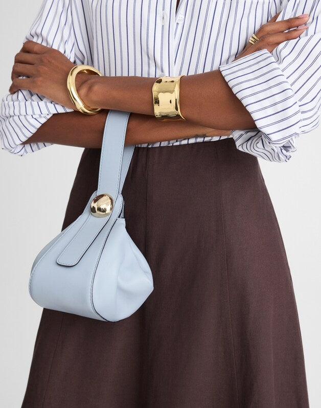 The Sculpted Metal Wristlet Bag TERRACE BLUE
