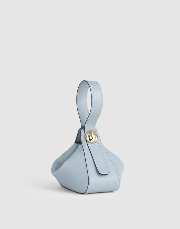 The Sculpted Metal Wristlet Bag TERRACE BLUE