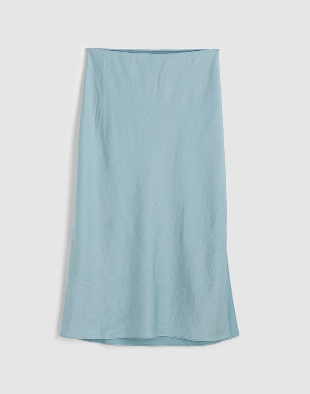 Satin Midi Slip Skirt OCEAN BREEZE