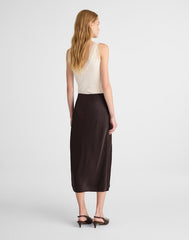 Satin Midi Slip Skirt BLACK WALNUT