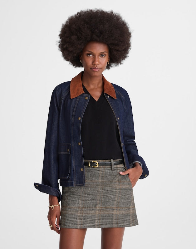 Suiting Mini Skirt in Plaid BROWN GRAY PLAID
