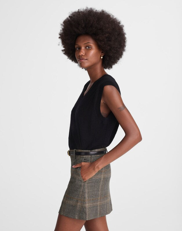 Suiting Mini Skirt in Plaid BROWN GRAY PLAID