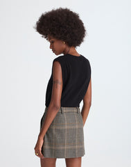 Suiting Mini Skirt in Plaid BROWN GRAY PLAID