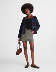 Suiting Mini Skirt in Plaid BROWN GRAY PLAID