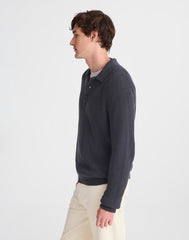Cotton Shaker-Stitch Polo OBSIDIAN BLUE