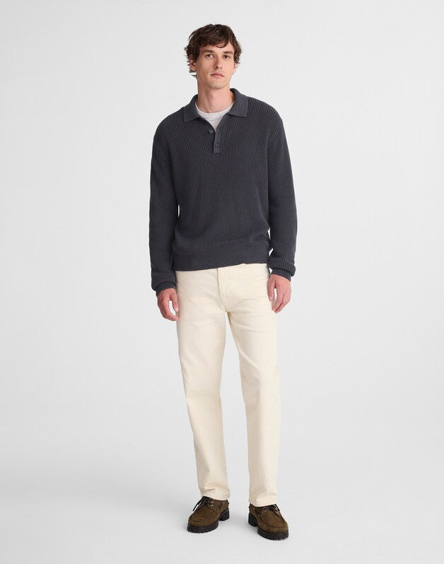 Cotton Shaker-Stitch Polo OBSIDIAN BLUE