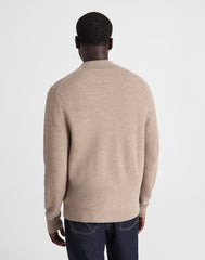 Merino Wool Collared Cardigan HEATHER BROWN