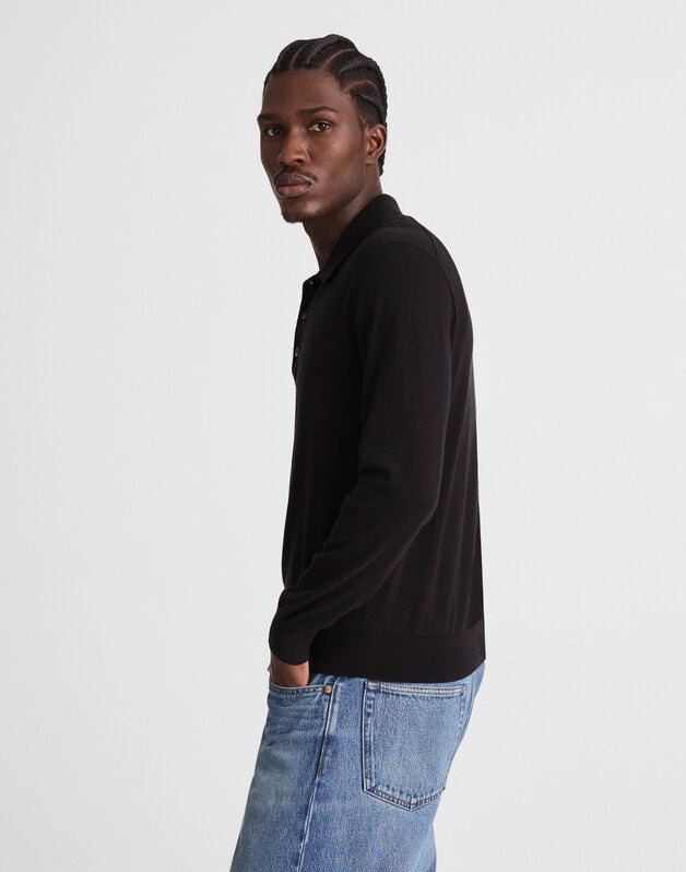 Long-Sleeve Sweater Polo JET BLACK