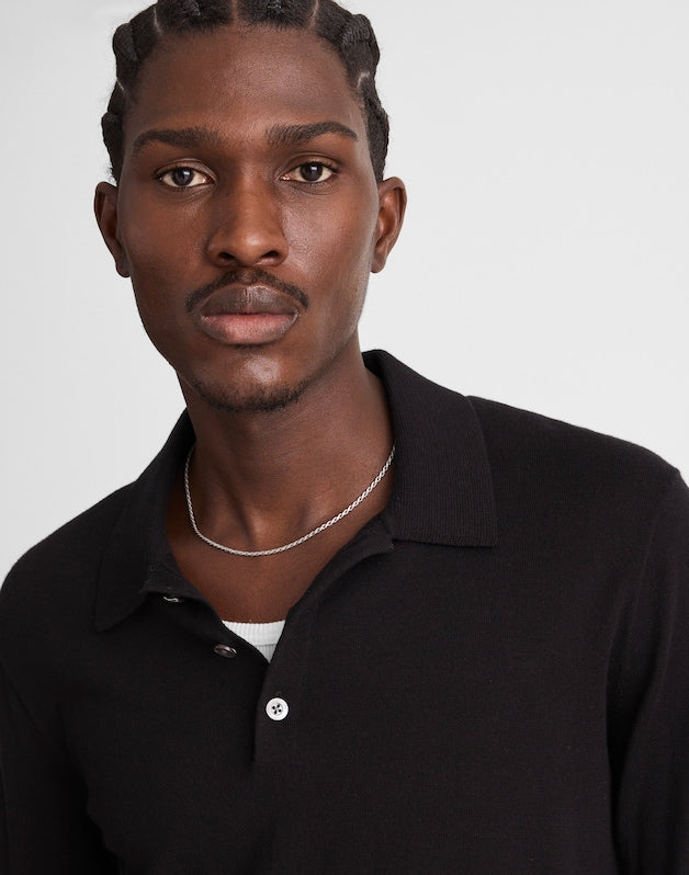 Long-Sleeve Sweater Polo JET BLACK
