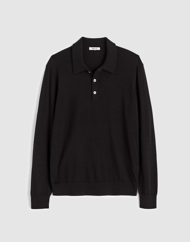 Long-Sleeve Sweater Polo JET BLACK