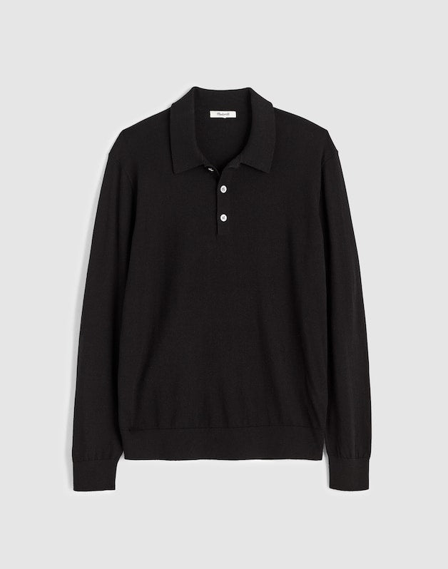 Long-Sleeve Sweater Polo JET BLACK