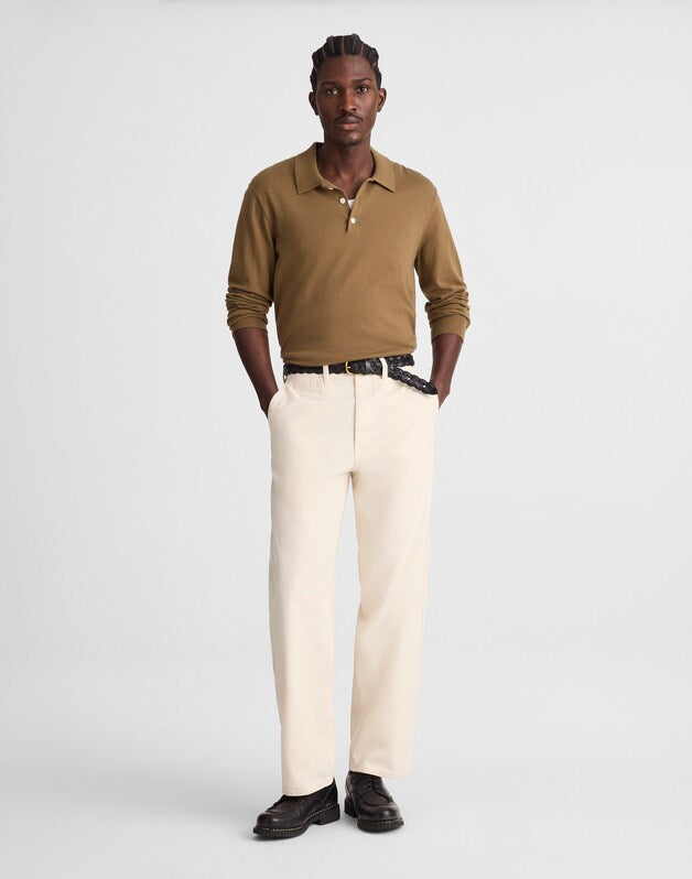 Long-Sleeve Sweater Polo WOODLAND BROWN