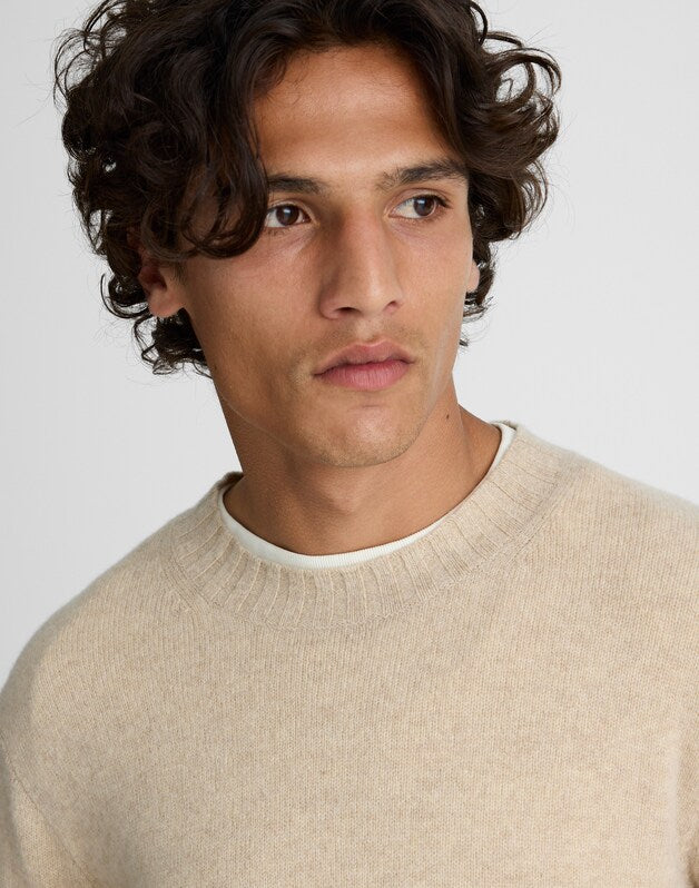 Crewneck Sweater in Heritage Merino Wool PEBBLE STONE