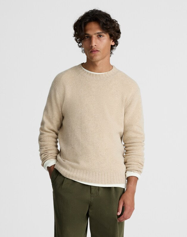 Crewneck Sweater in Heritage Merino Wool PEBBLE STONE