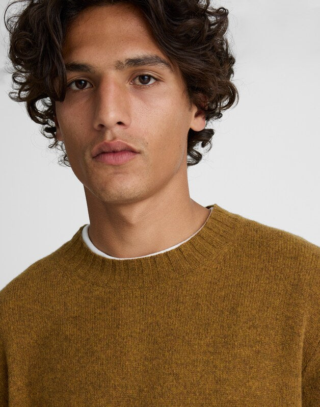 Crewneck Sweater in Heritage Merino Wool HEATHER ANTIQUE GOLD
