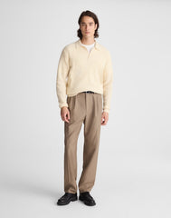 Johnny-Collar Sweater Polo in Heritage Merino Wool BISCUIT